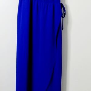 Elegant Wishful Royal Blue Halter Neck Faux Wrap Maxi Dress - Size XL